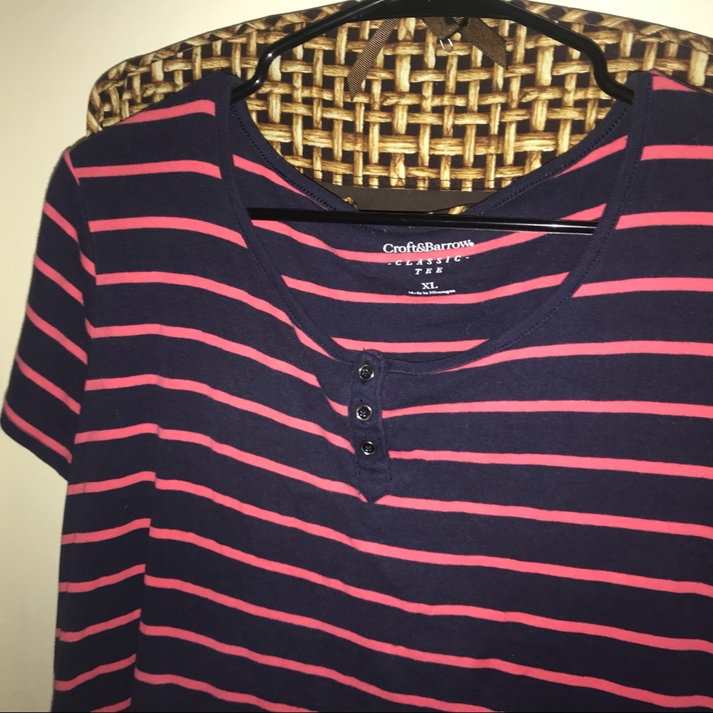 Red and Blue striped classic tee XL